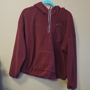 Tek Gear Women's Size XXL Fleece Half Zip Pulliver Hoodie Burgundy